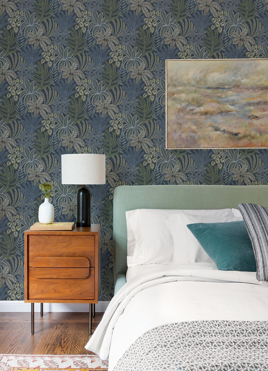 Sumner Navy Woodland Botanical Wallpaper by A-Street Prints Designer