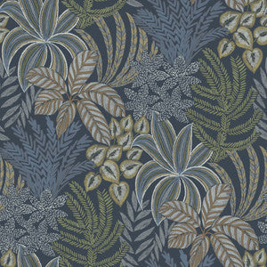 Sumner Navy Woodland Botanical Wallpaper by A-Street Prints