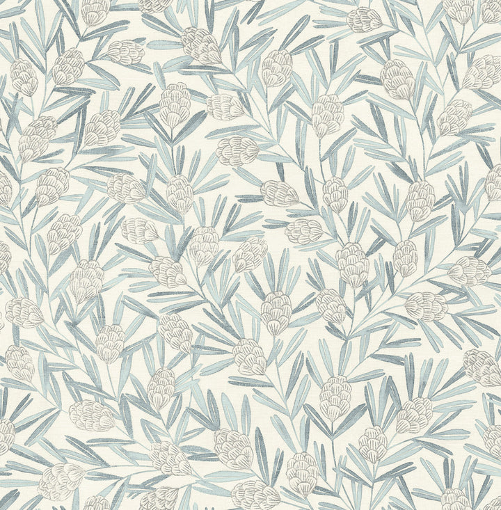 Zulma Blue Decorative Botanical Wallpaper by A-Street Prints Revival Covers about 56.4 square feet 20.5-in by 33-ft long roll Unpasted 20.9 - Fabric Carolina -