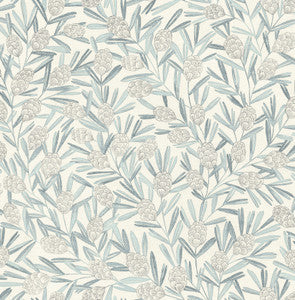 Zulma Blue Decorative Botanical Wallpaper by A-Street Prints