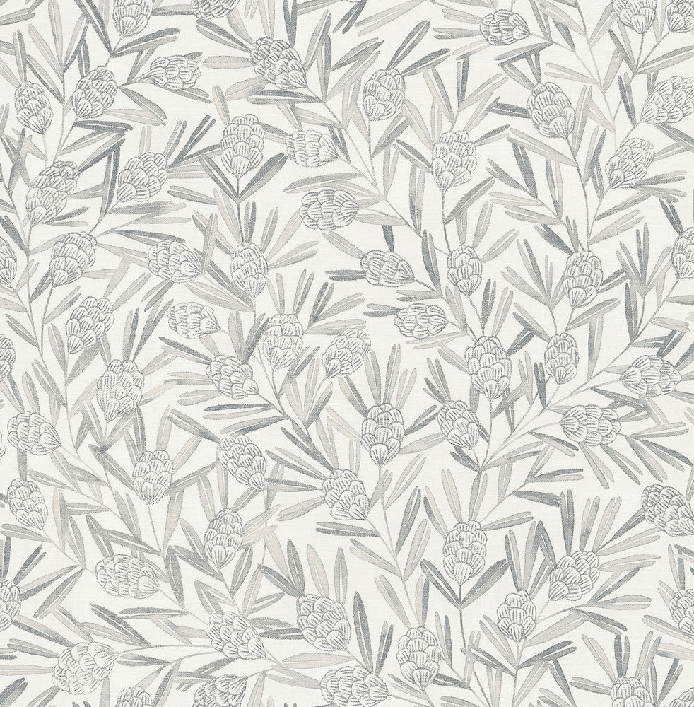 Zulma Grey Decorative Botanical Wallpaper by A-Street Prints Revival Covers about 56.4 square feet 20.5-in by 33-ft long roll Unpasted 20.9 - Fabric Carolina -