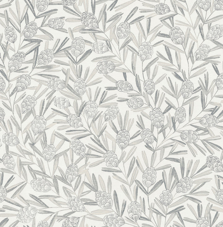 Zulma Grey Decorative Botanical Wallpaper by A-Street Prints Revival Covers about 56.4 square feet 20.5-in by 33-ft long roll Unpasted 20.9 - Fabric Carolina -