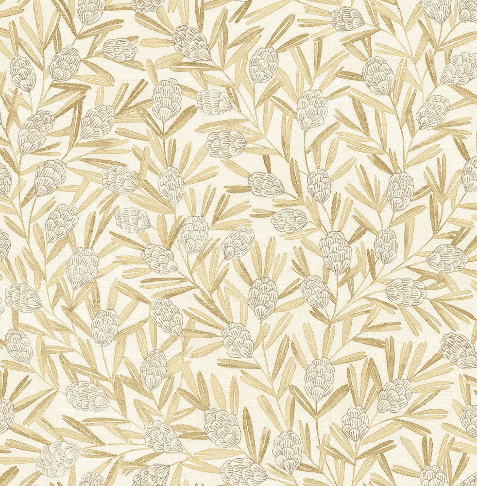 Zulma Gold Decorative Botanical Wallpaper by A-Street Prints Revival Covers about 56.4 square feet 20.5-in by 33-ft long roll Unpasted 20.9 - Fabric Carolina -
