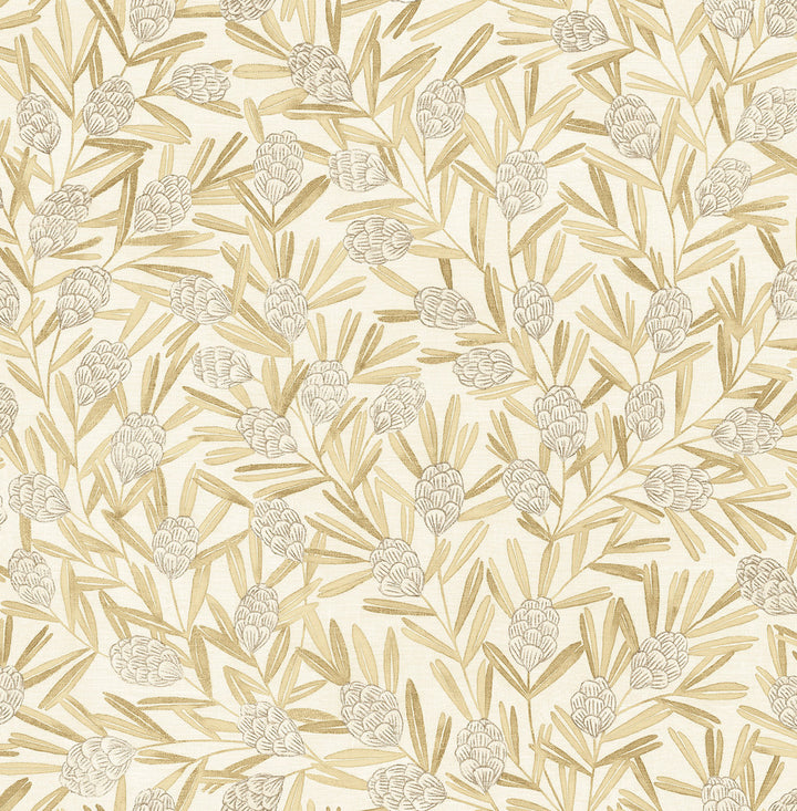 Zulma Gold Decorative Botanical Wallpaper by A-Street Prints Revival Covers about 56.4 square feet 20.5-in by 33-ft long roll Unpasted 20.9 - Fabric Carolina -