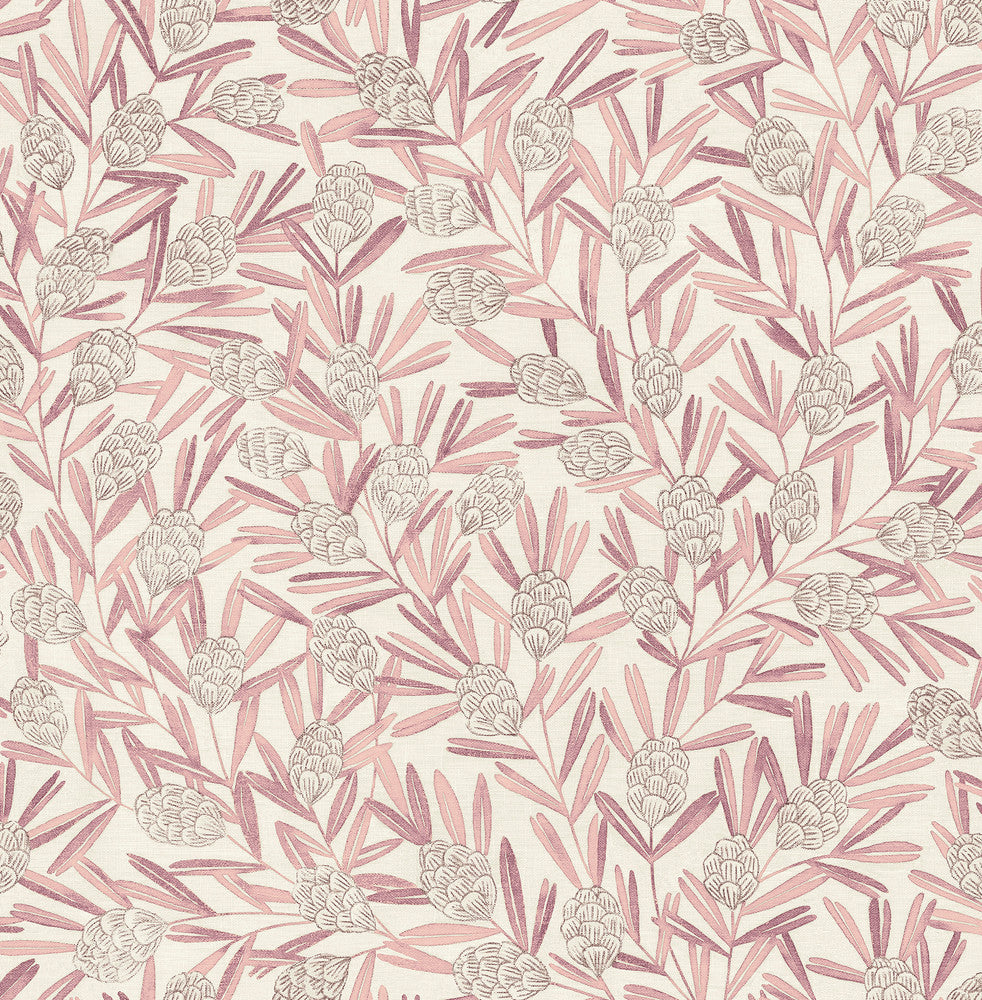 Zulma Pink Decorative Botanical Wallpaper by A-Street Prints Revival Covers about 56.4 square feet 20.5-in by 33-ft long roll Unpasted 20.9 - Fabric Carolina -