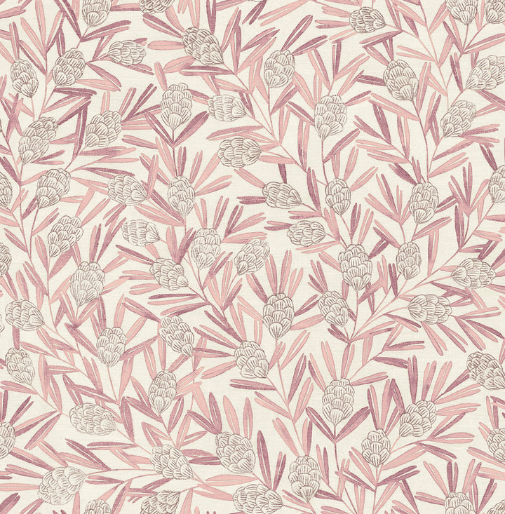 Zulma Pink Decorative Botanical Wallpaper by A-Street Prints Revival Covers about 56.4 square feet 20.5-in by 33-ft long roll Unpasted 20.9 - Fabric Carolina -