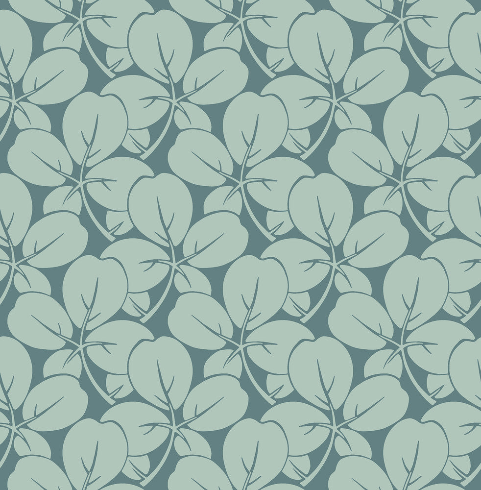 Robert Aqua Clover Wallpaper by A-Street Prints Revival Covers about 56.4 square feet 20.5-in by 33-ft long roll Unpasted 6.8 - Fabric Carolina -