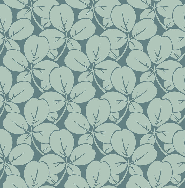 Robert Aqua Clover Wallpaper by A-Street Prints Revival Covers about 56.4 square feet 20.5-in by 33-ft long roll Unpasted 6.8 - Fabric Carolina -