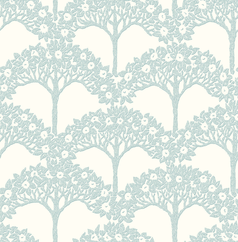 Dawson Turquoise Magnolia Tree Wallpaper by A-Street Prints Revival Covers about 56.4 square feet 20.5-in by 33-ft long roll Unpasted 20.9 - Fabric Carolina -