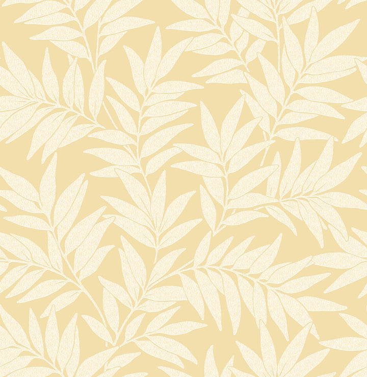 Morris Yellow Leaf Wallpaper by A-Street Prints Revival Covers about 56.4 square feet 20.5-in by 33-ft long roll Unpasted 20.9 - Fabric Carolina -