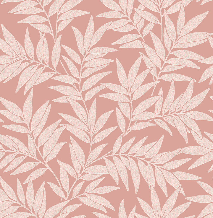 Morris Pink Leaf Wallpaper by A-Street Prints Revival Covers about 56.4 square feet 20.5-in by 33-ft long roll Unpasted 20.9 - Fabric Carolina -