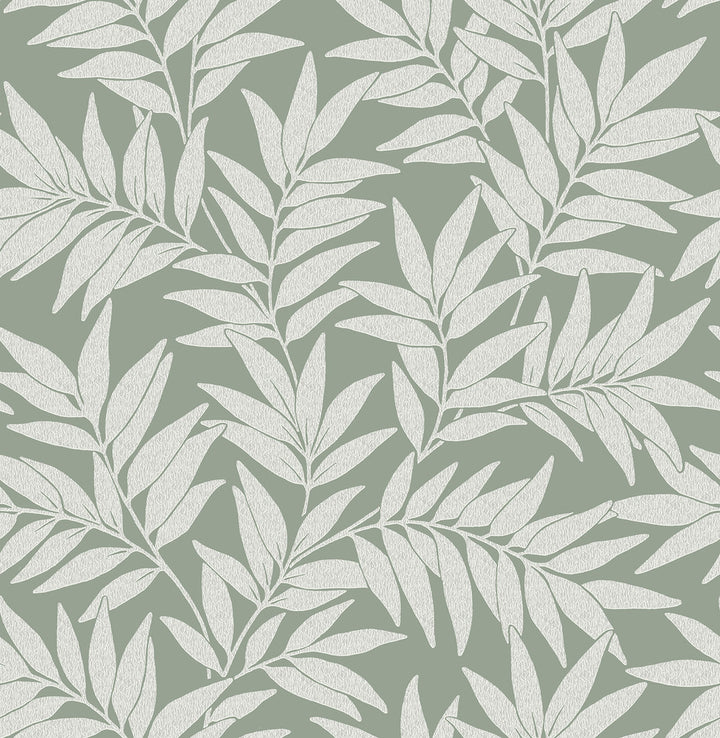 Morris Green Leaf Wallpaper by A-Street Prints Revival Covers about 56.4 square feet 20.5-in by 33-ft long roll Unpasted 20.9 - Fabric Carolina -