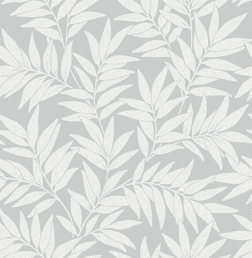 Morris Light Grey Leaf Wallpaper by A-Street Prints Revival Covers about 56.4 square feet 20.5-in by 33-ft long roll Unpasted 20.9 - Fabric Carolina -