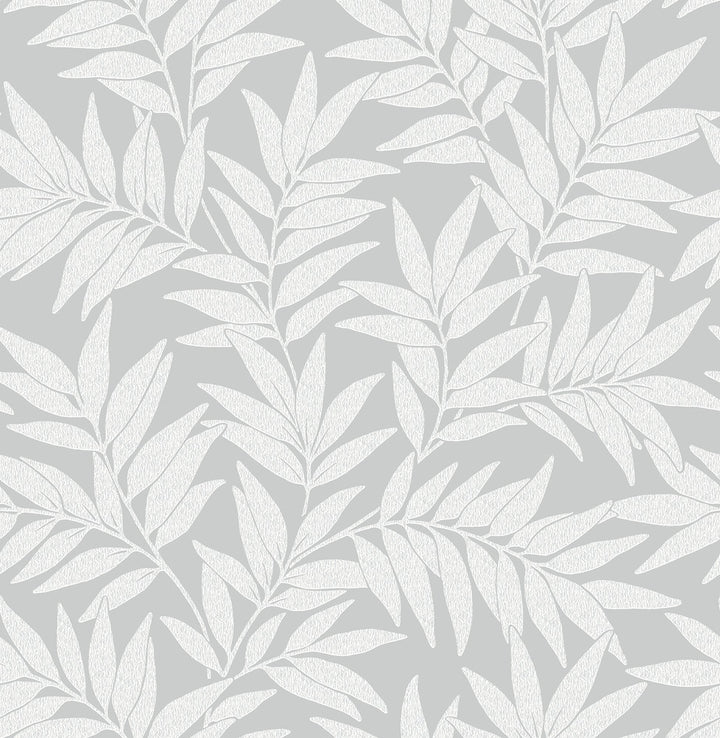 Morris Light Grey Leaf Wallpaper by A-Street Prints Revival Covers about 56.4 square feet 20.5-in by 33-ft long roll Unpasted 20.9 - Fabric Carolina -