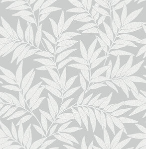 Morris Light Grey Leaf Wallpaper by A-Street Prints