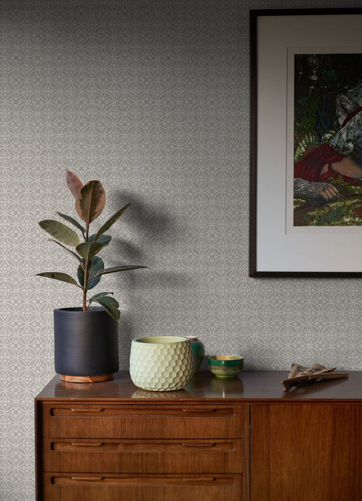 Larsson Grey Ogee Wallpaper by A-Street Prints Designer