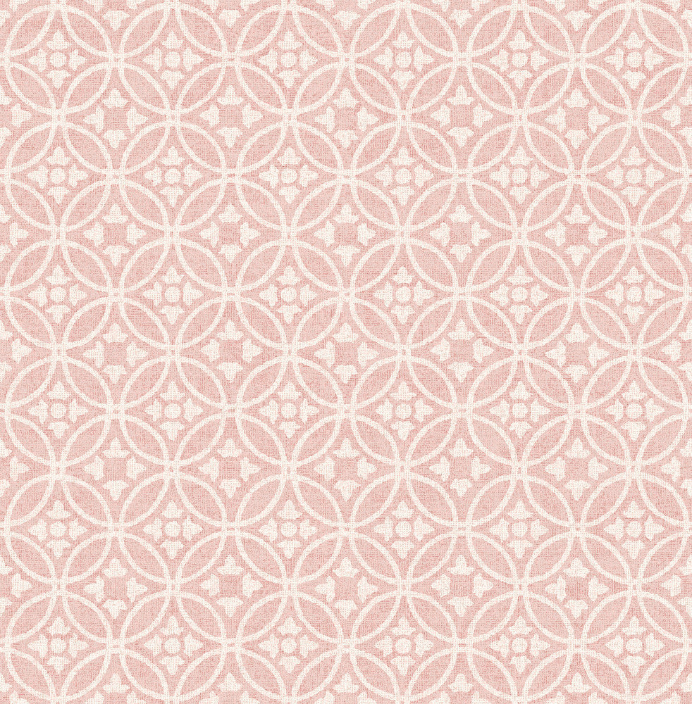 Larsson Pink Ogee Wallpaper by A-Street Prints Revival Covers about 56.4 square feet 20.5-in by 33-ft long roll Unpasted 20.9 - Fabric Carolina -