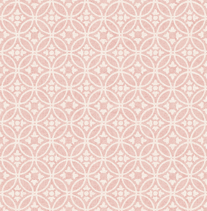 Larsson Pink Ogee Wallpaper by A-Street Prints Revival Covers about 56.4 square feet 20.5-in by 33-ft long roll Unpasted 20.9 - Fabric Carolina -