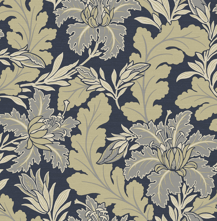 Butterfield Navy Floral Wallpaper by A-Street Prints Revival Covers about 56.4 square feet 20.5-in by 33-ft long roll Unpasted 20.9 - Fabric Carolina -