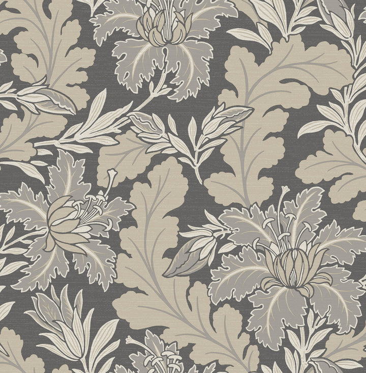 Butterfield Grey Floral Wallpaper by A-Street Prints Revival Covers about 56.4 square feet 20.5-in by 33-ft long roll Unpasted 20.9 - Fabric Carolina -