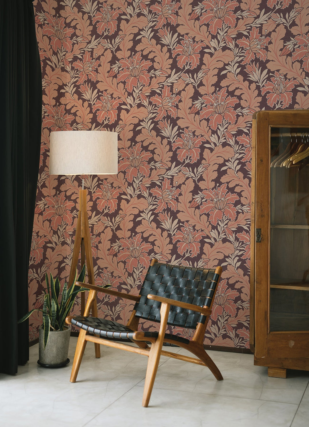 Butterfield Burgundy Floral Wallpaper by A-Street Prints Designer