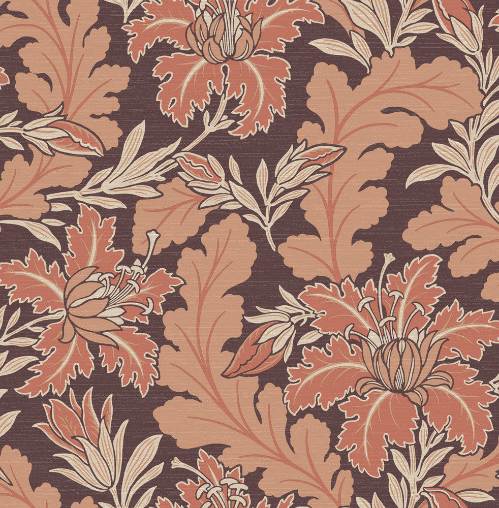 Butterfield Burgundy Floral Wallpaper by A-Street Prints Revival Covers about 56.4 square feet 20.5-in by 33-ft long roll Unpasted 20.9 - Fabric Carolina -