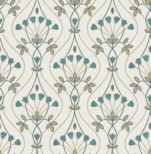 Dard Teal Tulip Ogee Wallpaper by A-Street Prints