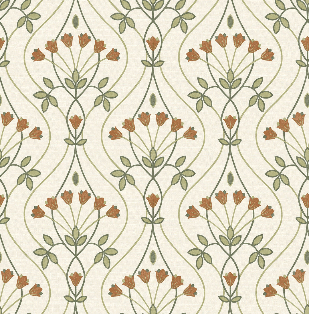 Dard Green Tulip Ogee Wallpaper by A-Street Prints Designer