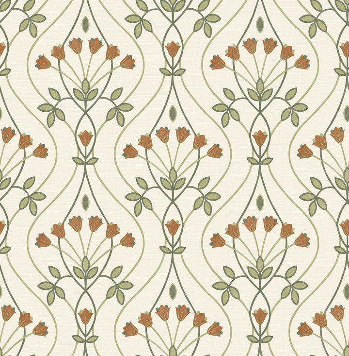 Dard Green Tulip Ogee Wallpaper by A-Street Prints Designer