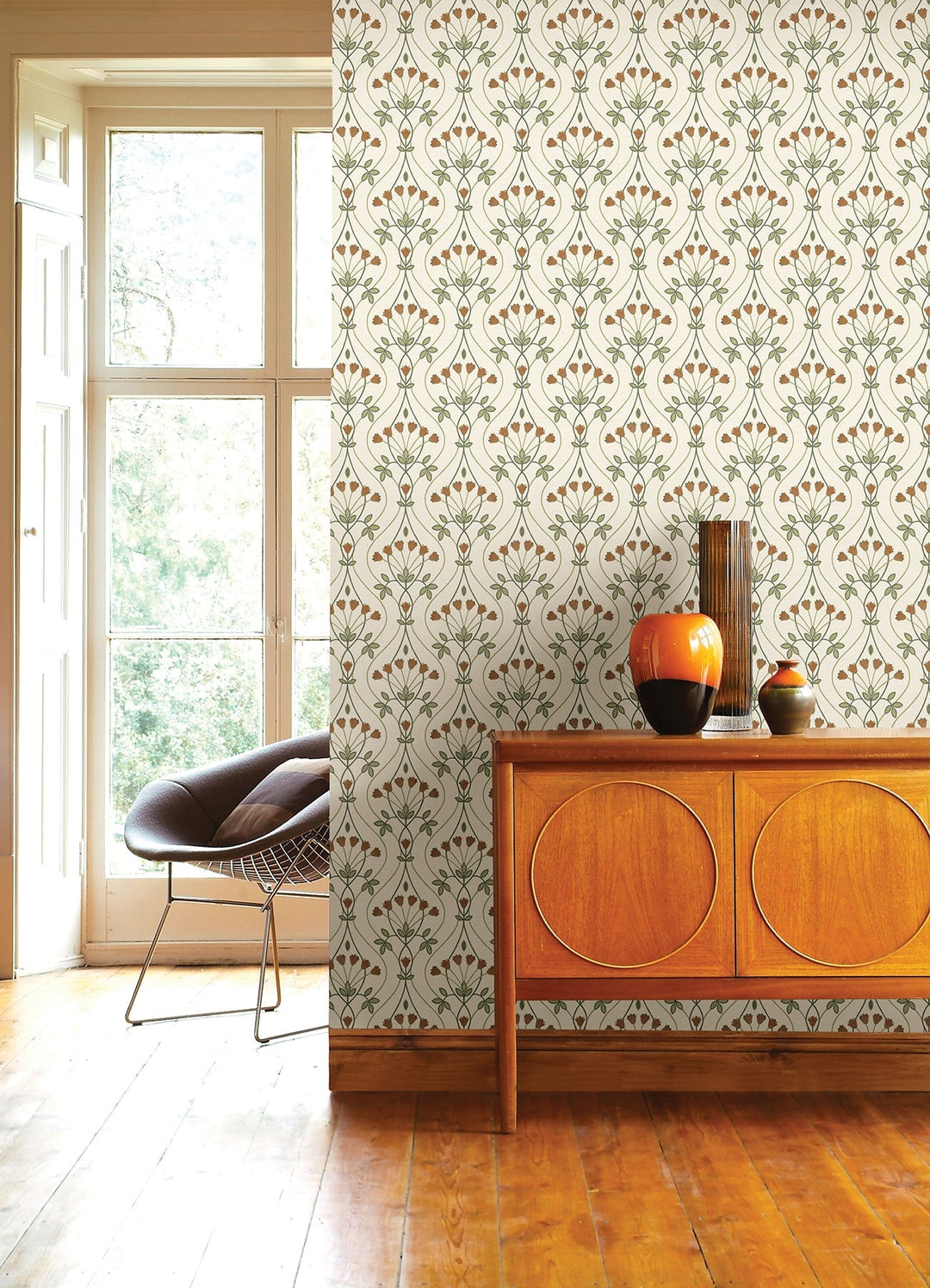 Dard Green Tulip Ogee Wallpaper by A-Street Prints Designer