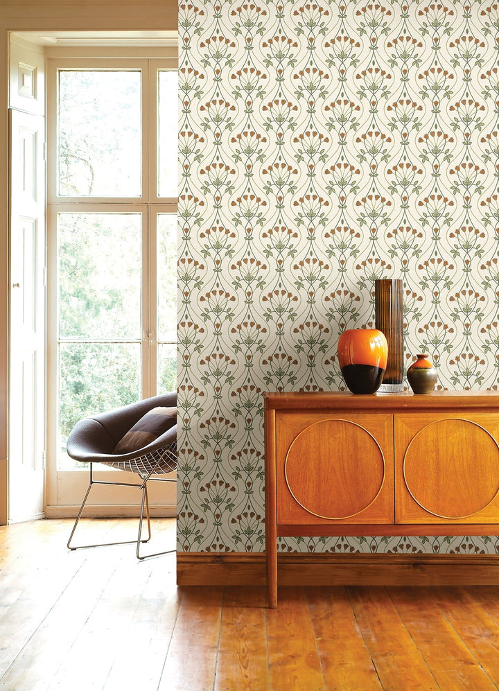 Dard Green Tulip Ogee Wallpaper by A-Street Prints Designer