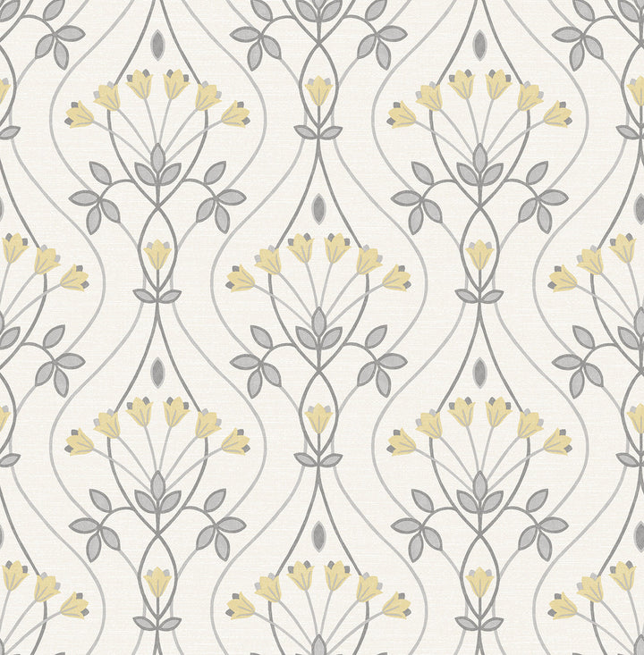 Dard Grey Tulip Ogee Wallpaper by A-Street Prints Revival Covers about 56.4 square feet 20.5-in by 33-ft long roll Unpasted 10.4 - Fabric Carolina -