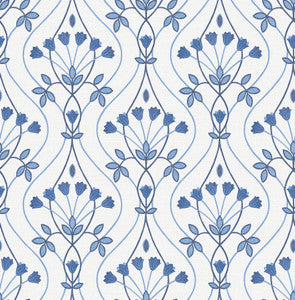 Dard Blue Tulip Ogee Wallpaper by A-Street Prints