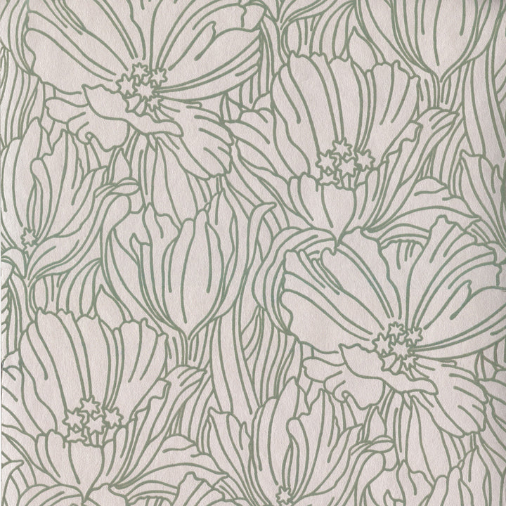 Selwyn Flock Sage Floral Wallpaper by A-Street Prints Revival Covers about 56.4 square feet 20.5-in by 33-ft long roll Unpasted 21 - Fabric Carolina -