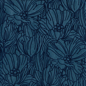 Selwyn Flock Dark Blue Floral Wallpaper by A-Street Prints