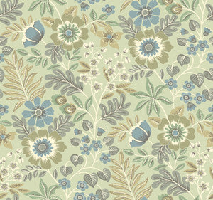 Voysey Green Floral Wallpaper by A-Street Prints