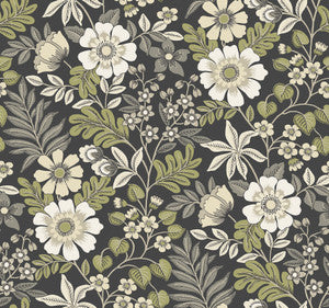 Voysey Black Floral Wallpaper by A-Street Prints