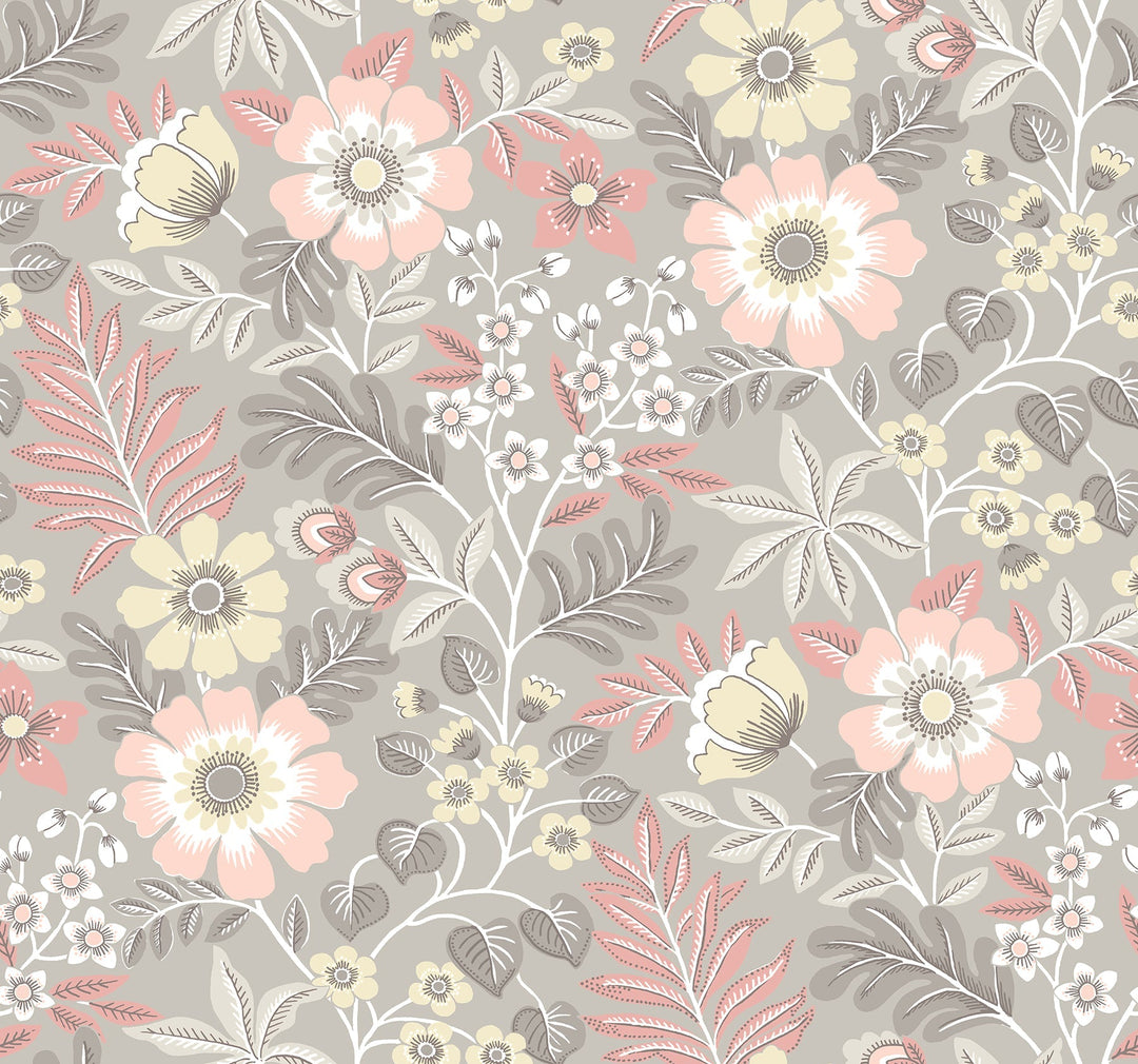 Voysey Pink Floral Wallpaper by A-Street Prints Designer