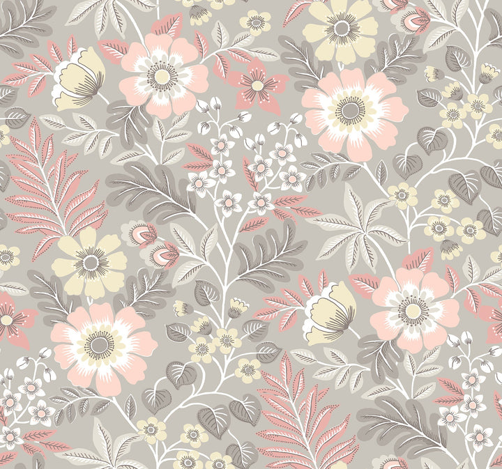 Voysey Pink Floral Wallpaper by A-Street Prints Designer