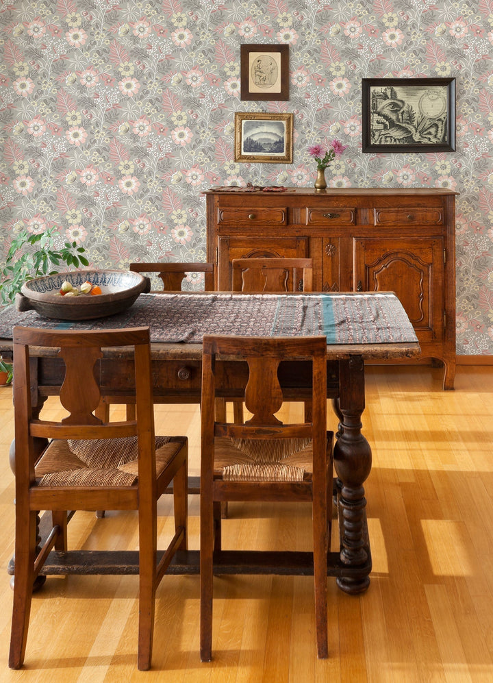 Voysey Pink Floral Wallpaper by A-Street Prints Designer