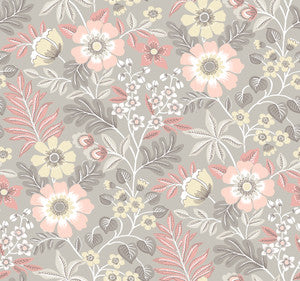 Voysey Pink Floral Wallpaper by A-Street Prints