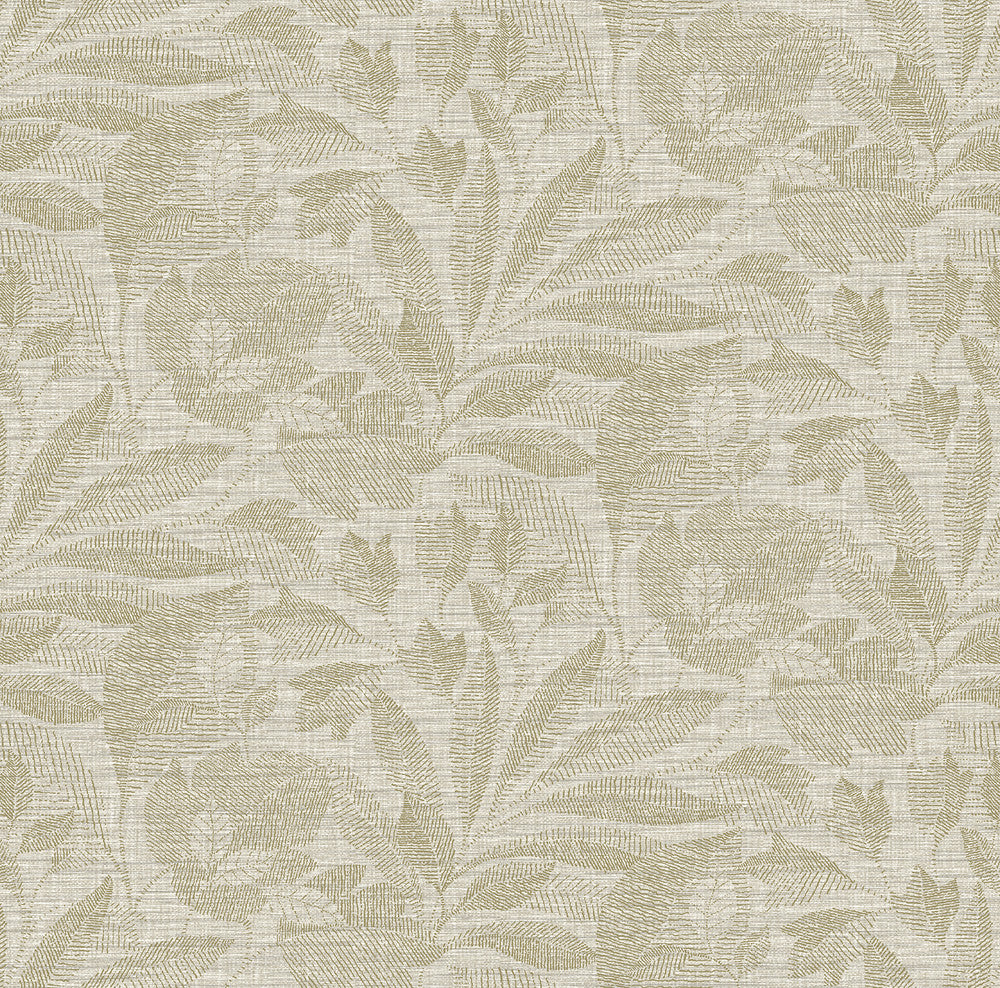 Lei Neutral Etched Leaves Wallpaper by A-Street Prints Dimensions Covers about 60.8 square feet 27-in by 27-ft long roll Unpasted 27 - Fabric Carolina -