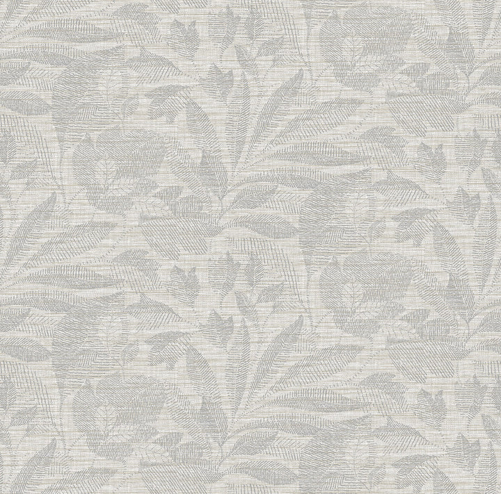 Lei Silver Etched Leaves Wallpaper by A-Street Prints Dimensions Covers about 60.8 square feet 27-in by 27-ft long roll Unpasted 27 - Fabric Carolina -