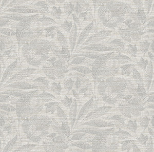 Lei Silver Etched Leaves Wallpaper by A-Street Prints