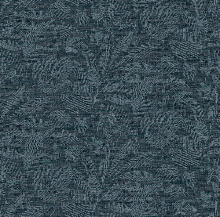 Lei Navy Etched Leaves Wallpaper by A-Street Prints Dimensions Covers about 60.8 square feet 27-in by 27-ft long roll Unpasted 27 - Fabric Carolina -