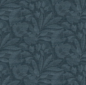 Lei Navy Etched Leaves Wallpaper by A-Street Prints