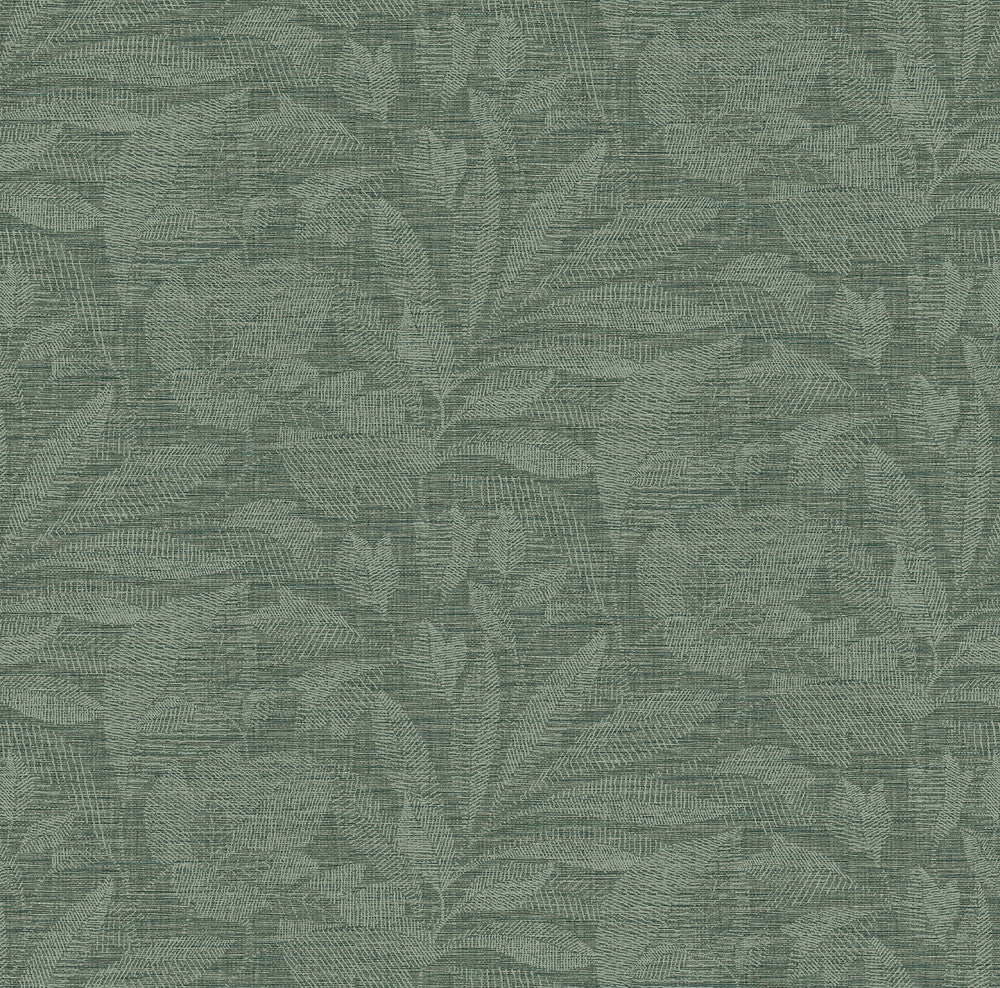 Lei Green Etched Leaves Wallpaper by A-Street Prints Dimensions Covers about 60.8 square feet 27-in by 27-ft long roll Unpasted 27 - Fabric Carolina -