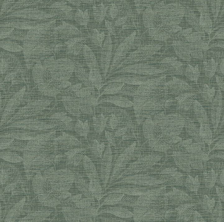 Lei Green Etched Leaves Wallpaper by A-Street Prints Dimensions Covers about 60.8 square feet 27-in by 27-ft long roll Unpasted 27 - Fabric Carolina -