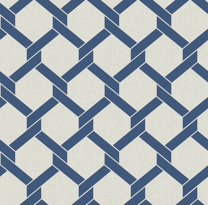 Payton Blue Hexagon Trellis Wallpaper by A-Street Prints Dimensions Covers about 60.8 square feet 27-in by 27-ft long roll Unpasted 25.2 - Fabric Carolina -