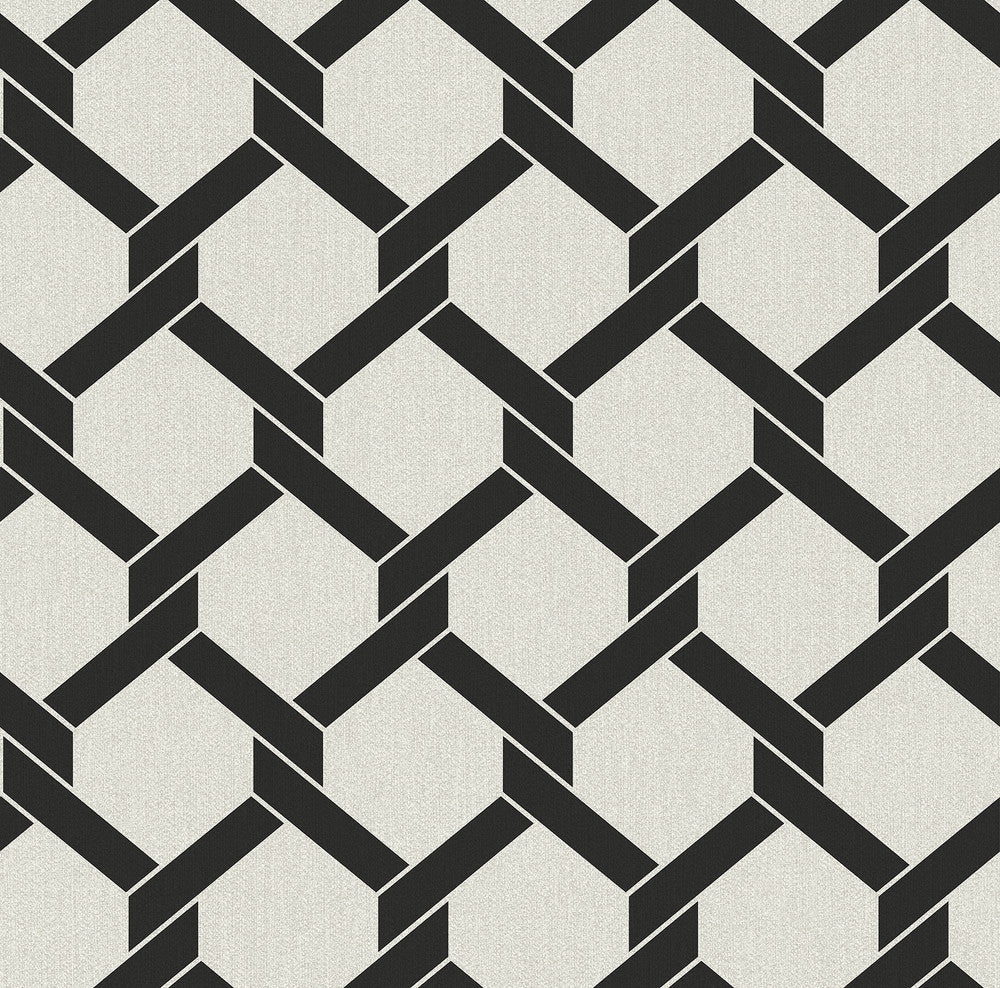 Payton Black Hexagon Trellis Wallpaper by A-Street Prints Dimensions Covers about 60.8 square feet 27-in by 27-ft long roll Unpasted 25.2 - Fabric Carolina -